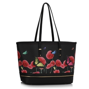 Picture of Xardi Black Extra Large Floral Women Tote 
