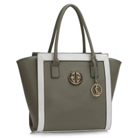Picture of Xardi Grey/White Large Designer Tote Leather Style 