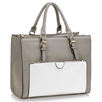 Picture of Xardi Grey/White Front Pocket Faux Leather Handbag