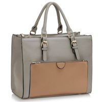 Picture of Xardi Grey/Nude Front Pocket Faux Leather Handbag