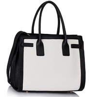 Picture of Xardi Black/White Large Plain Tote Handbag 