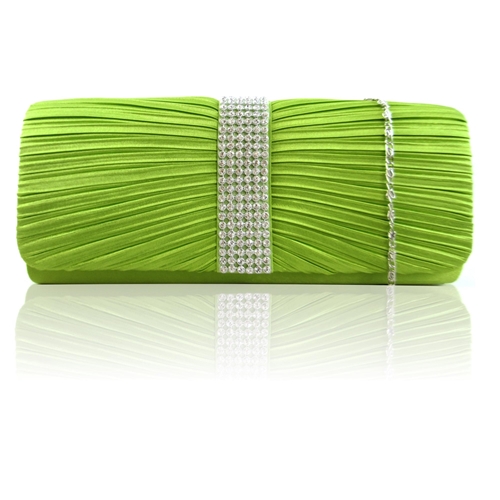 Picture of Xardi Green  Pleated satin Clutch bag 