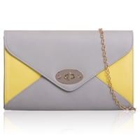 Picture of Xardi Grey/Yellow  Envelope Designer Women Clutch 