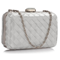 Picture of Xardi Ivory Medium Hard Compact Checkered Satin Clutch 