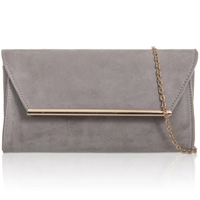 Picture of Xardi Grey Medium Envelope Faux Suede Leather Clutch 
