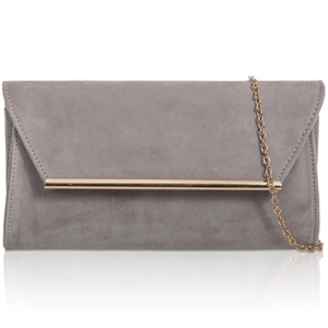 Picture of Xardi Grey Medium Envelope Faux Suede Leather Clutch 