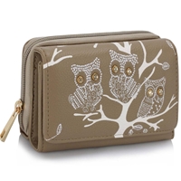 Picture of Xardi Taupe Owl Zip Up Women Purse
