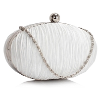 Picture of Xardi Ivory Oval Small Satin Bridal Clutch