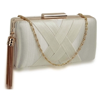 Picture of Xardi Ivory Luxe Satin Pleated Bridal Clutch 