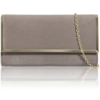 Picture of Xardi Grey Large Faux Suede Bar Clutch