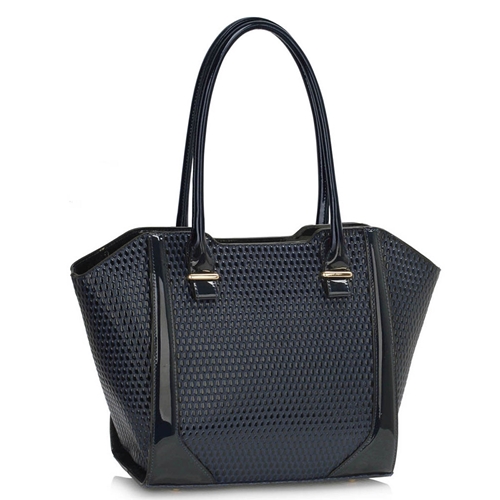 Picture of Xardi Navy Textured Faux Leather Tote
