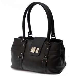 Picture of Xardi London Black Leathertte Shoulder Office Work Day Bag