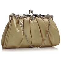 Picture of Xardi Nude Bridal Satin Wedding Slouch Clutch 