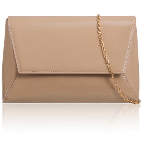 Picture of Xardi London Camel Large Geometric Patent Leather Clutch