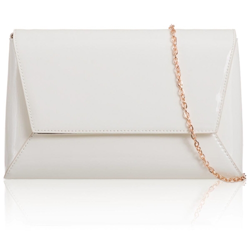 Picture of Xardi London White Large Geometric Patent Leather Clutch