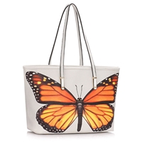 Picture of Xardi London White Butterfly Large Blossom Floral Tote Bag