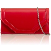 Picture of Xardi London Red Diagonal Flap Patent Vinyl Leather Clutch Bag
