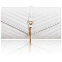 Picture of Xardi London White Large Quilted Tassel Clutch Bag