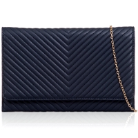 Picture of Xardi London Navy Quilted V Stripes Flat women Clutch Bag 