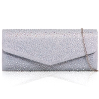 Picture of Xardi London Silver Envelope Glitter Bridal Rhinestone Clutch Bag