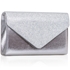 Picture of Xardi London Silver PU Leather Shimmer Glitter Envelope Clutch
