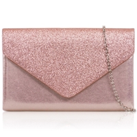 Picture of Xardi London Pink PU Leather Shimmer Glitter Envelope Clutch