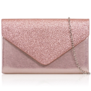 Picture of Xardi London Pink PU Leather Shimmer Glitter Envelope Clutch