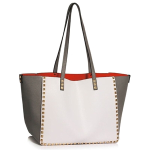 Picture of Xardi London Grey/White Large Soft Leatherette Tote Bag