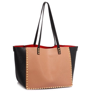 Picture of Xardi London Black/Nude Large Soft Leatherette Tote Bag