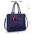 Picture of Xardi London Navy Sofya Pom Pom Patent Leather Grab Bags