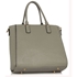 Picture of Xardi London Grey Sofya Pom Pom Patent Leather Grab Bags