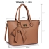 Picture of Xardi London Nude Embossed Bow Charm Patent Tote Bag