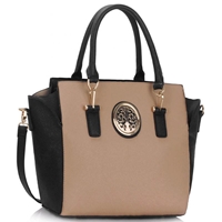 Picture of Xardi London Black/Nude Wide Leather Ladies Tote Bag