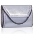 Picture of Xardi London Silver Metallic Synthetic Chain Trim Evening Clutch Bag