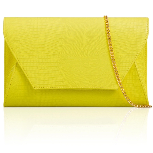 Picture of Xardi London Yellow CROC Leather Diagonal Flap Women Evening Party Bag