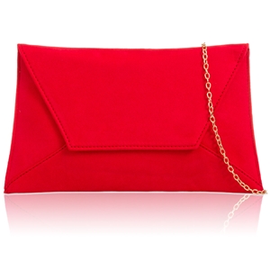 Picture of Xardi London Red Large Flat Suede Diagonal Envelope Clutch Bag 