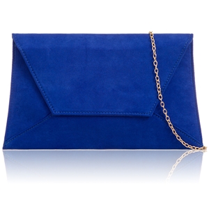 Picture of Xardi London Royal Blue Large Flat Suede Diagonal Envelope Clutch Bag