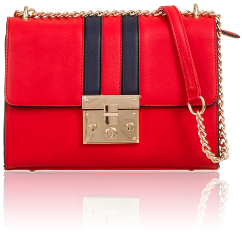 Picture of Xardi London Red Multi Strip Satchel Chain Women Handbag