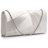 Picture of Xardi London Ivory Plain Satin Glitter Wedding Clutch Bag