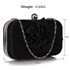Picture of Xardi London Black Boxy Floral Satin Bridal Women Clutch Bag