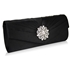 Picture of Xardi London Black Satin Diamante Broach Wedding Bag
