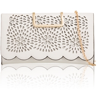 Picture of Xardi London White Top Handle Cut-Out Handheld Leather Clutch Bag