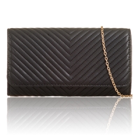 Picture of Xardi London Black Monogramme Chevron Quilted Women Clutch