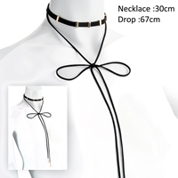 Picture of Xardi London Black-A Suede Tie Cord Pandora Lariat Necklace
