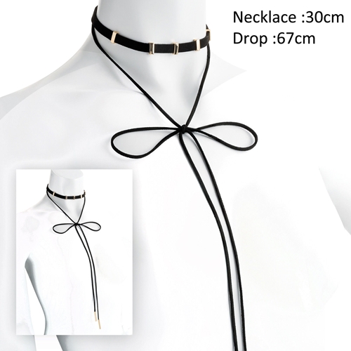 Picture of Xardi London Black-A Suede Tie Cord Pandora Lariat Necklace