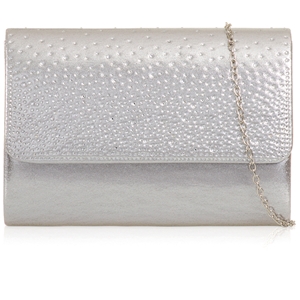 Picture of Xardi London Silver Small Diamante Faux Leather Bridal Bag