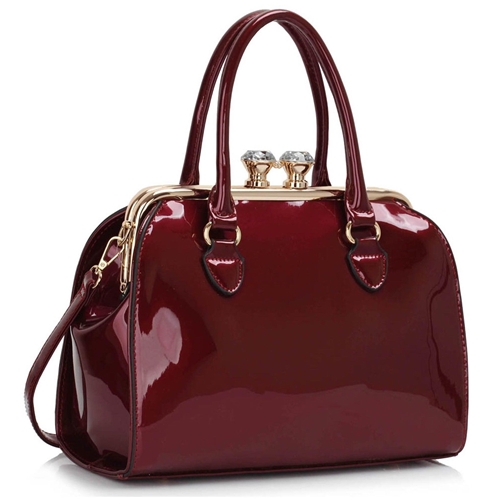 Picture of Xardi London Burgundy Medium Diamante Clasp Women Handbags