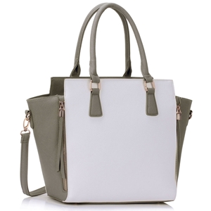 Picture of Xardi London Grey/White Zipper Women Tote Handbag