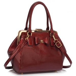 Picture of Xardi London Burgundy Style 2 Framed Women Satchel Handbag