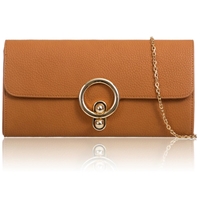 Picture of Xardi London Brown Flap Over Women Evening Clutch Bag